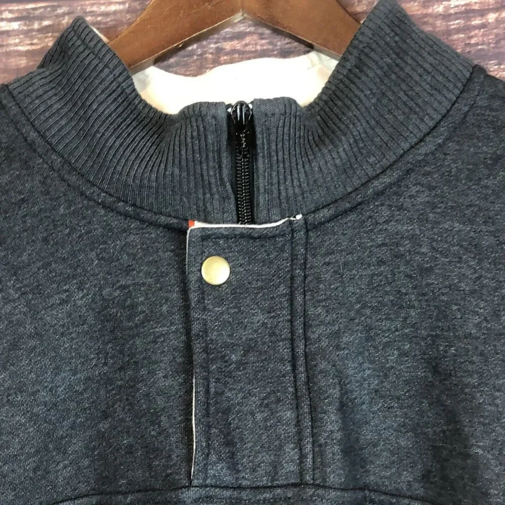 Orvis Sweater Men Gray Pullover Snap 1/4 Zip Cotton‎ Blend Long Sleeve 2XL XXL